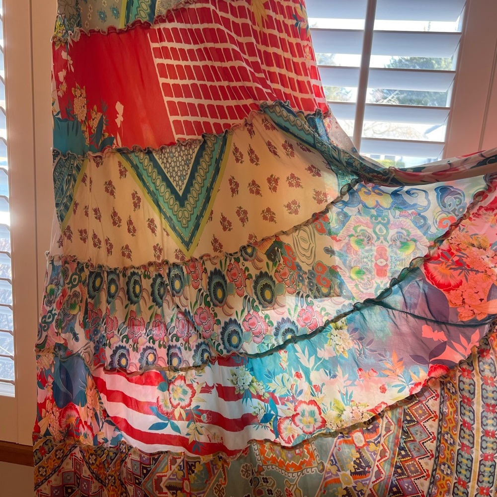 Johnny Was Designer TIERED SKIRT LINED Size XL Boho Elastic Waist Stylish Womans